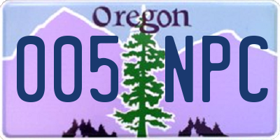 OR license plate 005NPC