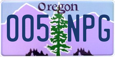 OR license plate 005NPG