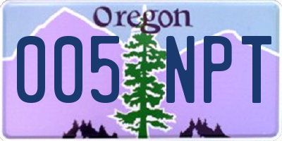 OR license plate 005NPT
