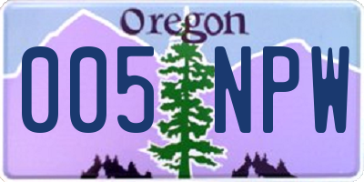 OR license plate 005NPW