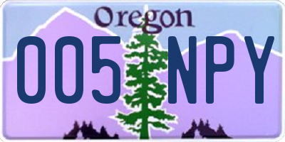 OR license plate 005NPY
