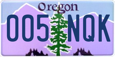 OR license plate 005NQK