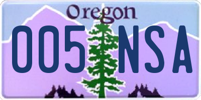 OR license plate 005NSA