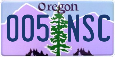 OR license plate 005NSC