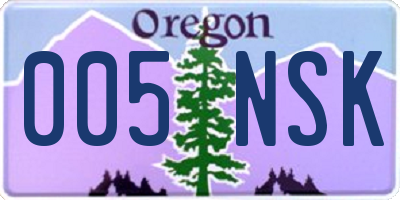 OR license plate 005NSK