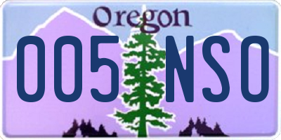 OR license plate 005NSO