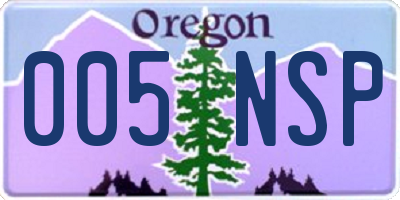 OR license plate 005NSP