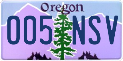 OR license plate 005NSV