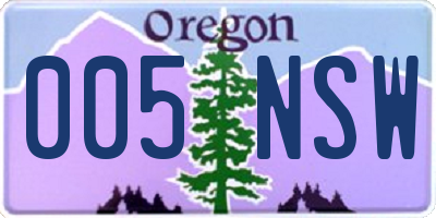 OR license plate 005NSW