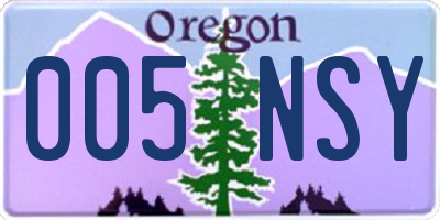 OR license plate 005NSY