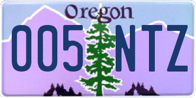 OR license plate 005NTZ