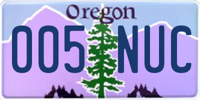 OR license plate 005NUC