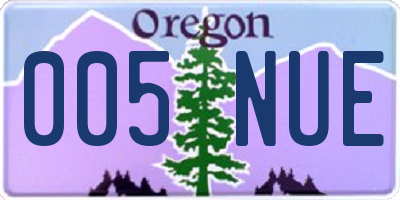 OR license plate 005NUE