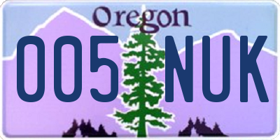 OR license plate 005NUK