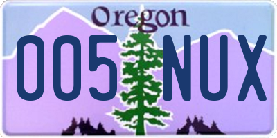 OR license plate 005NUX