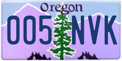 OR license plate 005NVK