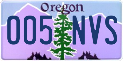 OR license plate 005NVS