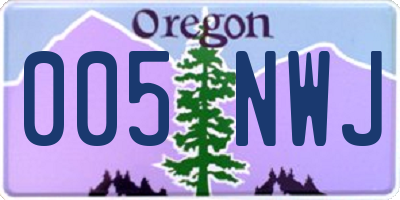 OR license plate 005NWJ