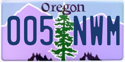 OR license plate 005NWM