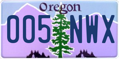 OR license plate 005NWX