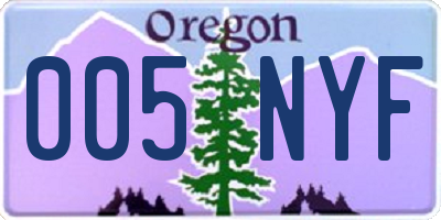 OR license plate 005NYF
