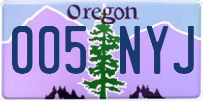OR license plate 005NYJ