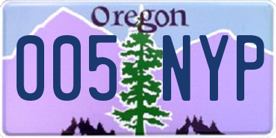 OR license plate 005NYP