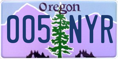 OR license plate 005NYR