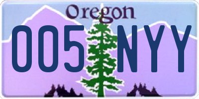 OR license plate 005NYY