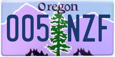 OR license plate 005NZF