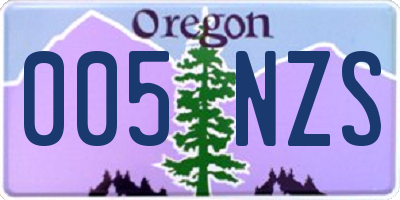 OR license plate 005NZS