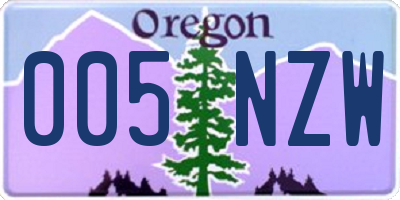 OR license plate 005NZW