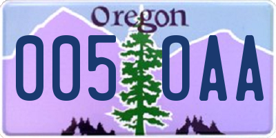 OR license plate 005OAA