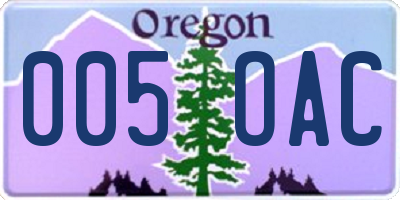 OR license plate 005OAC