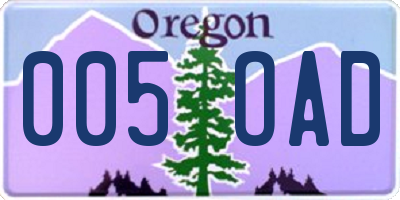 OR license plate 005OAD