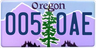 OR license plate 005OAE