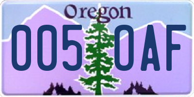OR license plate 005OAF