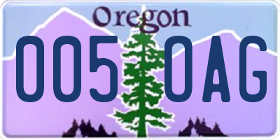 OR license plate 005OAG