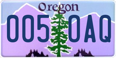 OR license plate 005OAQ