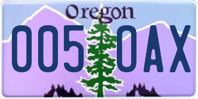 OR license plate 005OAX