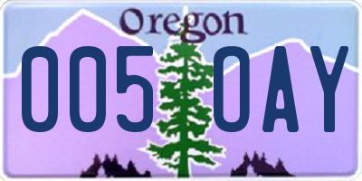 OR license plate 005OAY