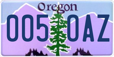 OR license plate 005OAZ