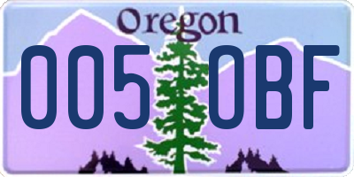 OR license plate 005OBF