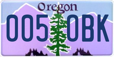 OR license plate 005OBK