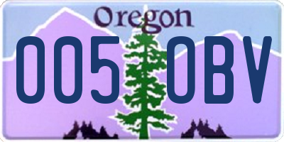 OR license plate 005OBV