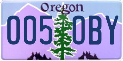 OR license plate 005OBY