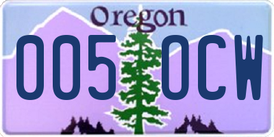 OR license plate 005OCW
