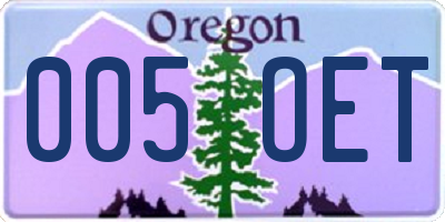 OR license plate 005OET
