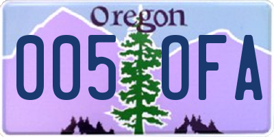 OR license plate 005OFA