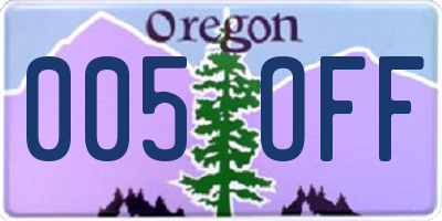 OR license plate 005OFF